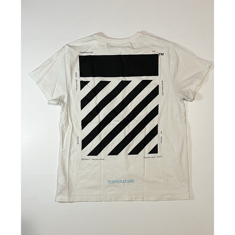 Off-White Diagonal Temperature SS18 Virgil Abloh Tshirt Size Medium Rare